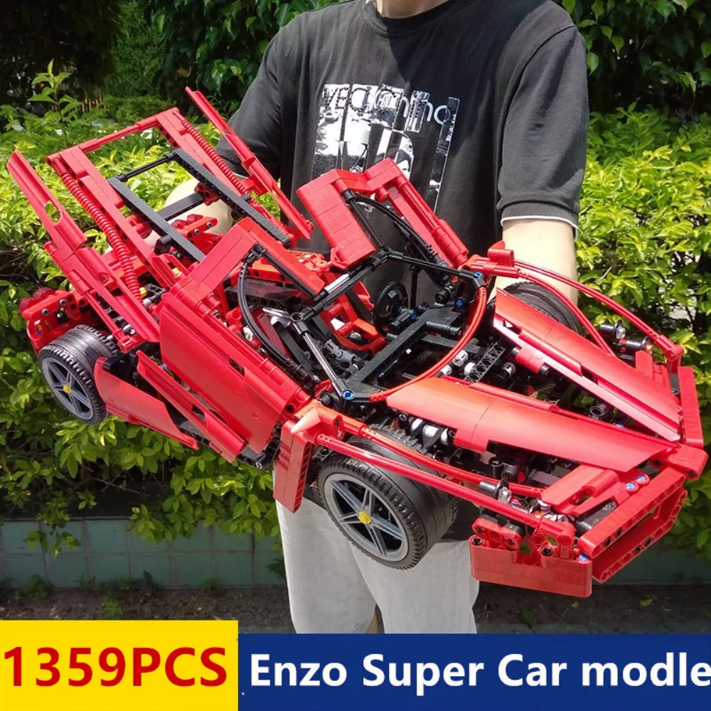 

1:10 Scale Sports Car Enzoed Model 1359pcs Racers Ferrare Enzoed Super Car Compatible Legoing Technic Building Kits Bricks Toys