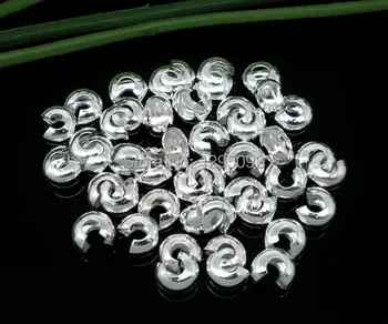 

200Pcs Silver Plated Crimp Beads Covers Jewelry Making Findings Charms Component Wholesale 5mm