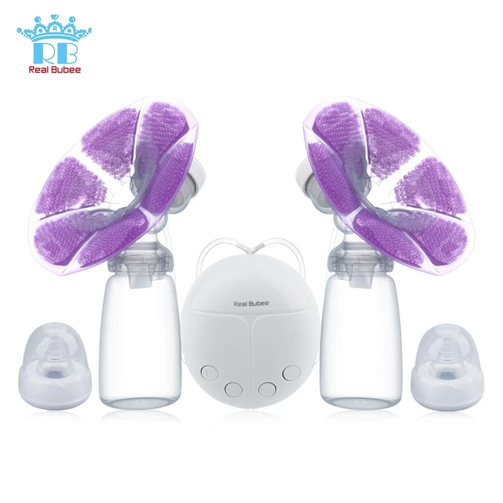 

New Real Bubee Single Double Electric Breast Pump With Milk Bottle Infant USB BPA Free Powerful Breast Pumps Baby Breast Feeding