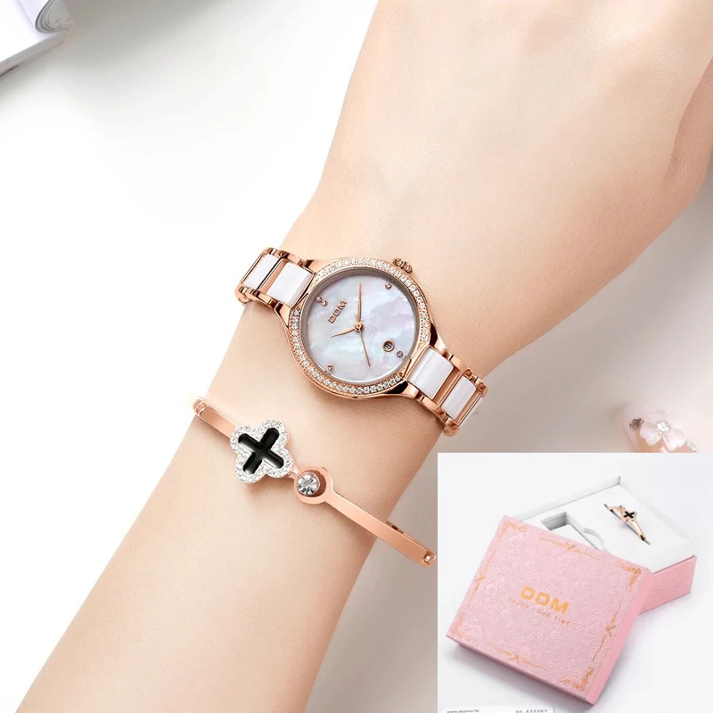 

Women Watches Women Fashion Watch 2 Pcs Set With High quality Watch Box Luxury Brand Diamond Quartz Wrist Watch Gifts For Women