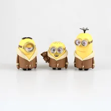 2015 new 3 pcs/set minions despicable me kevin stuart bob toys 3D mini pvc doll action figure for kids gift hot free shipping
