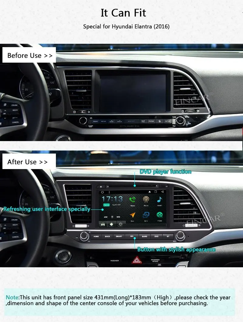Бесплатная сзади Камера + Android 7.1 dvd плеер автомобиля для Hyundai Elantra 2016 4 ядра в тире GPS