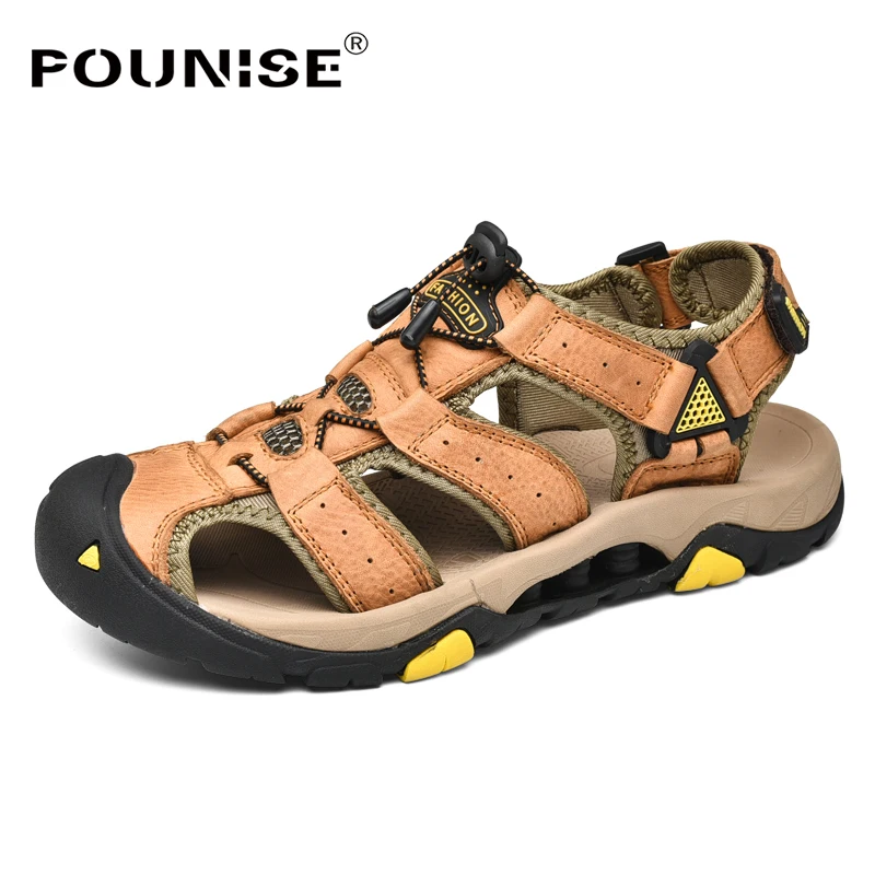 

Summer Sandals Men 2019 brand Genuine Leather Shoes Men's Fashion Casual Sandals outdoor beach Slippers Fisherman big Size 38-47