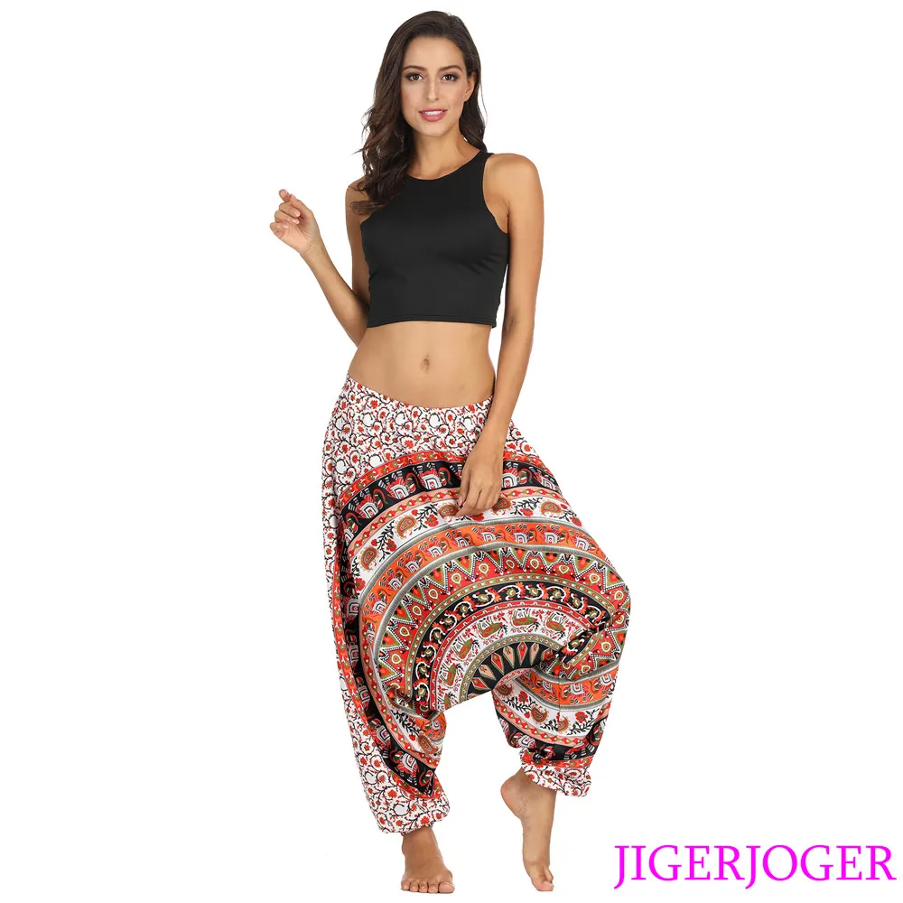 

JIGERJOGER Synthetic Linen Round Mandala Eternal Floral women's Harem pant baggy pant belly balance gym hippy pant Yoga Leggings