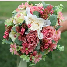 Свадебные цветы Брошь букеты букет De Mariage Сельский Стиль Искусственные Свадебные букеты для невесты снаружи кружева
