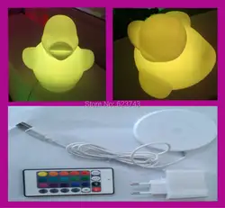 Бесплатная доставка Беспроводной зарядки многоцветные Rubber Duck светодиодный ночник H28cm водонепроницаемый, Аккумуляторная Большая утка