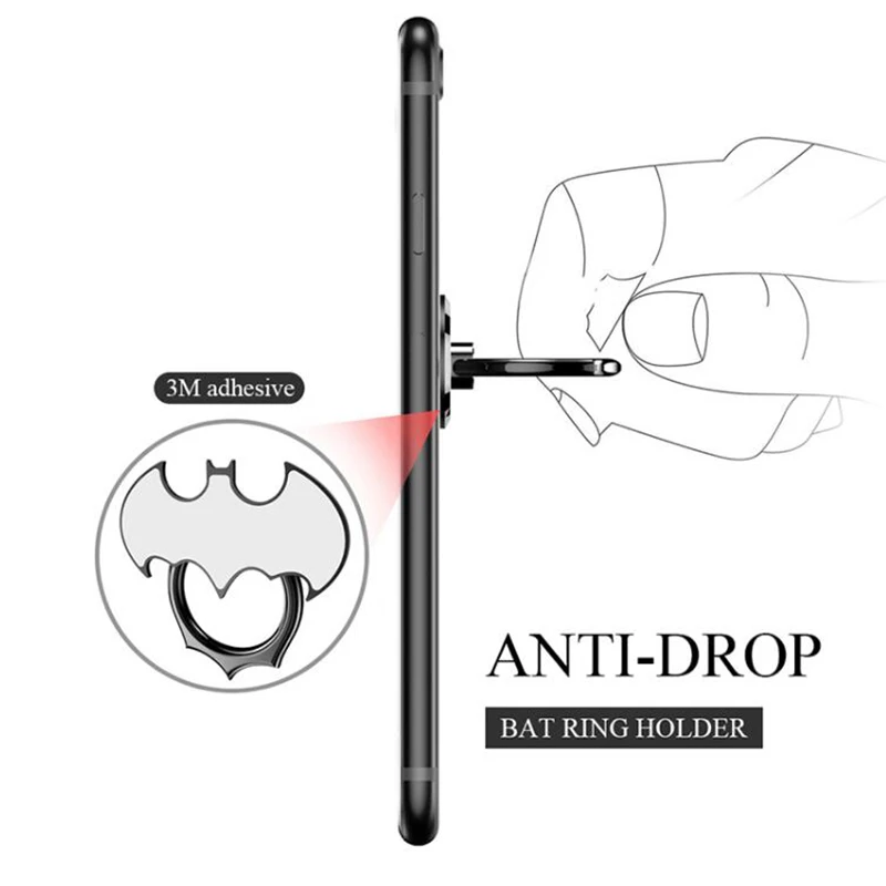 Bat 360 Degree Rotate Metal Universal Finger Ring Smartphone Mobile Cell Phone Hand Stand For iPhone 6/Samsung S9/Xiaomi Holder