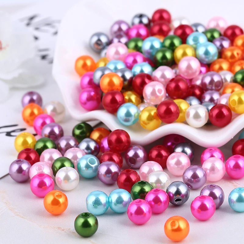 

Wholesale Pearl 4mm 100pcs Mix Colors Round Acrylic Beads Hole Imitation Pearls for Crafts Needlework Loose Beads Jewelry Making