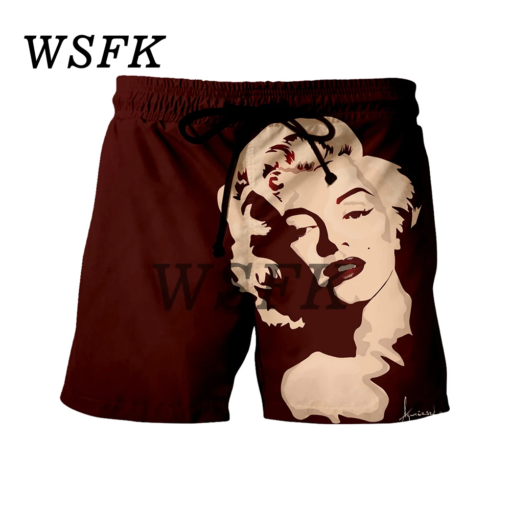 WSFK Casual 3D Print Marilyn Monroe Print Men's and Women's Shorts Hawaii Beach Casual Hip Hop Sports Shorts