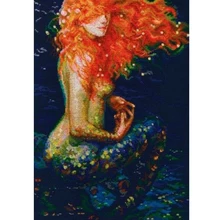 Красная Русалка Полная Алмазная картина
