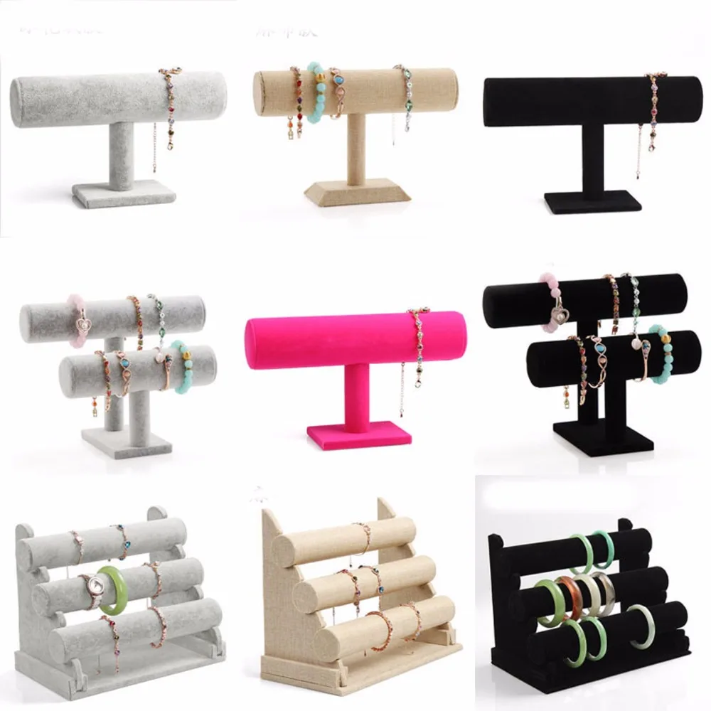 

Velvet Bracelet Display Sackcloth Acrylic Leather Jewelry Display Stand Organizer Black Watch Holder