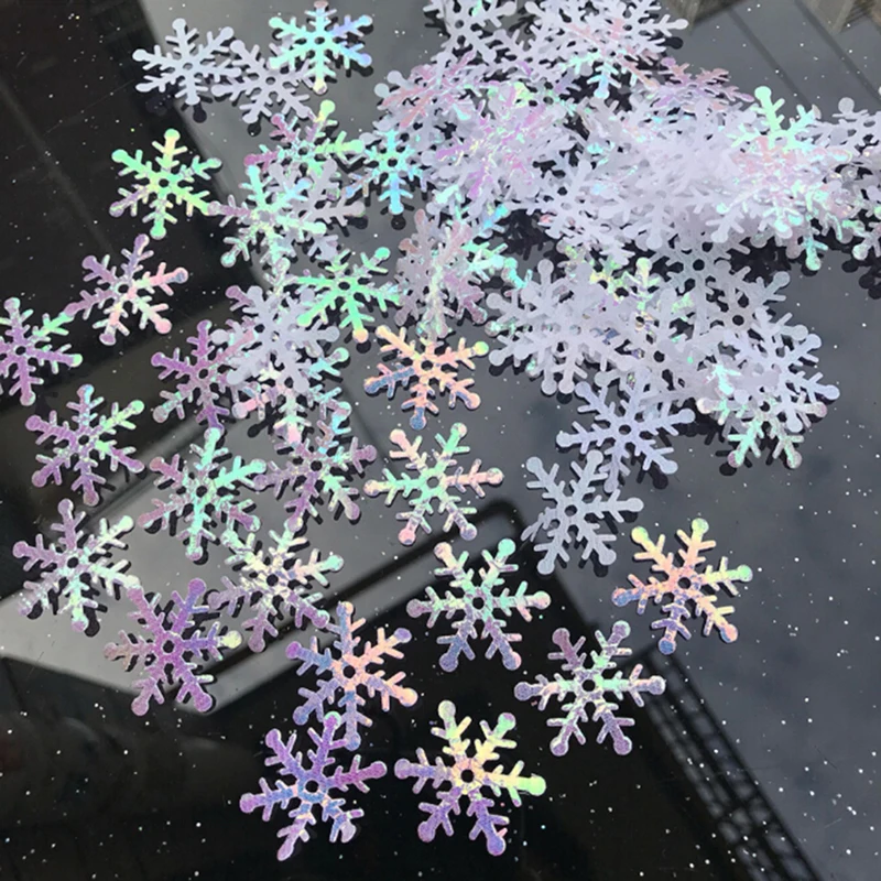 2 3 см из снежинки 200/300pcs Белый пластиковый искусственный снег рождественская елка