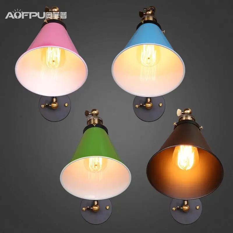 

Loft Style 4 Color Dining Room Decoration Wall Lamp Retro Coffee Shop Light Balcony Wall Lamp Free Shipping