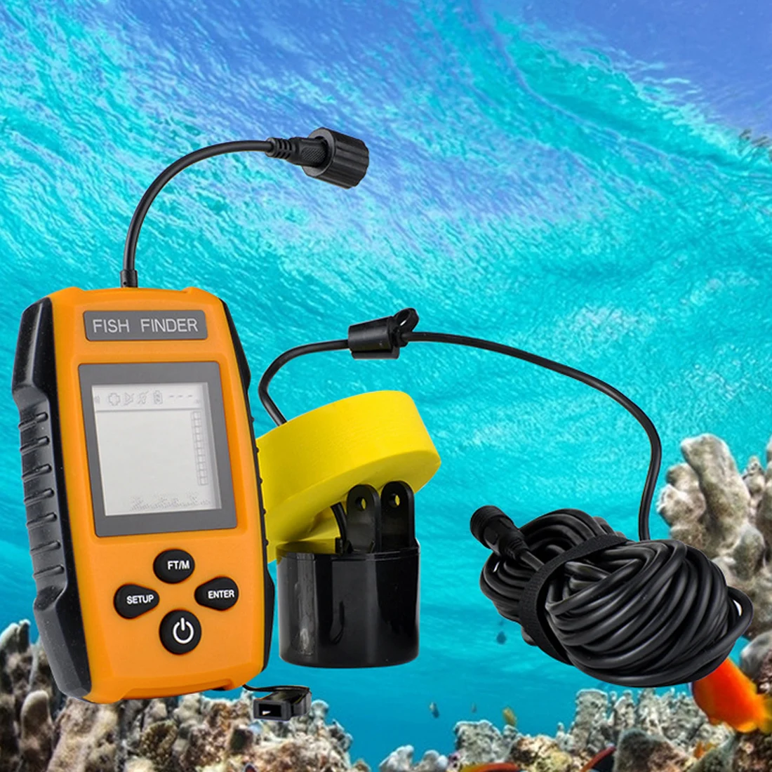 إنذار 100 متر المحمولة سونار lcd المهنية الصيد صيد الأسماك إغراء السونار fishfinder سونار للصيد