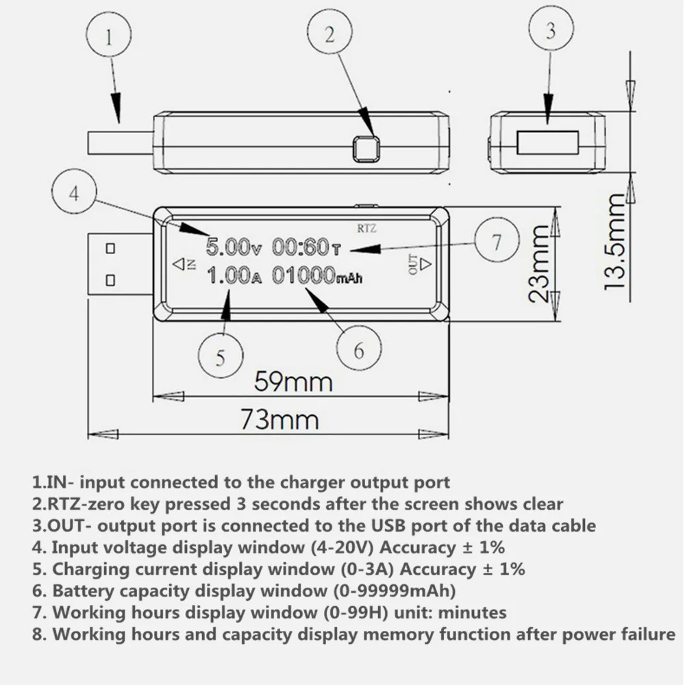 Модернизированный Version8/9/10 в 1 QC2.0 3,0 4-30 Ватт Электрический Мощность USB Ёмкость Напряжение тестер Измеритель величины тока монитор вольтметр Амперметр