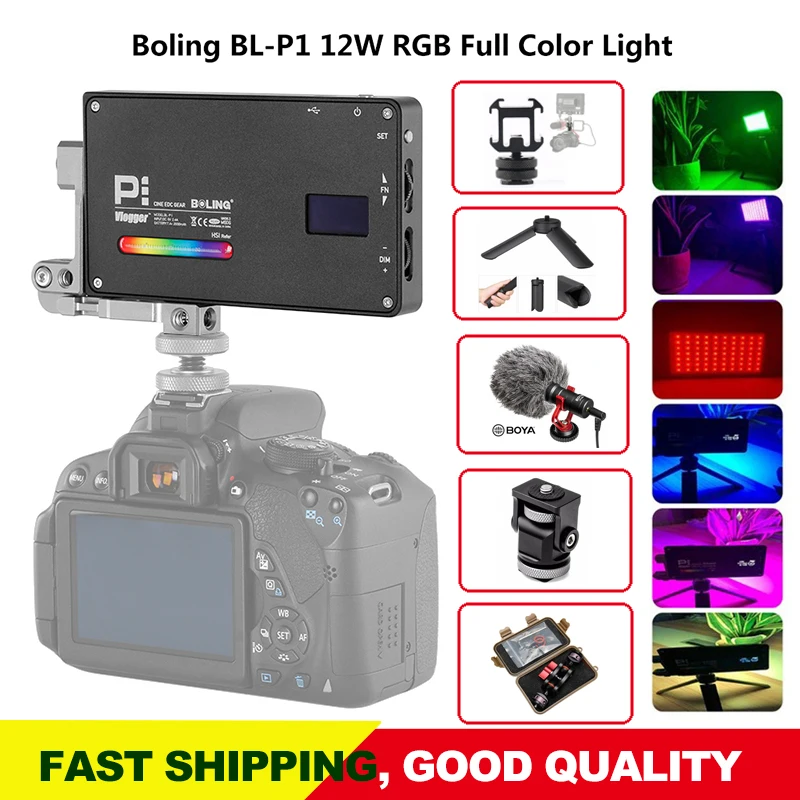 

Boling BL-P1 BL P1 Full Color LED Video Light 2930mAh 2500K-8500K Dimmable Photography Video Studio Outdoor DSLR Camera Light