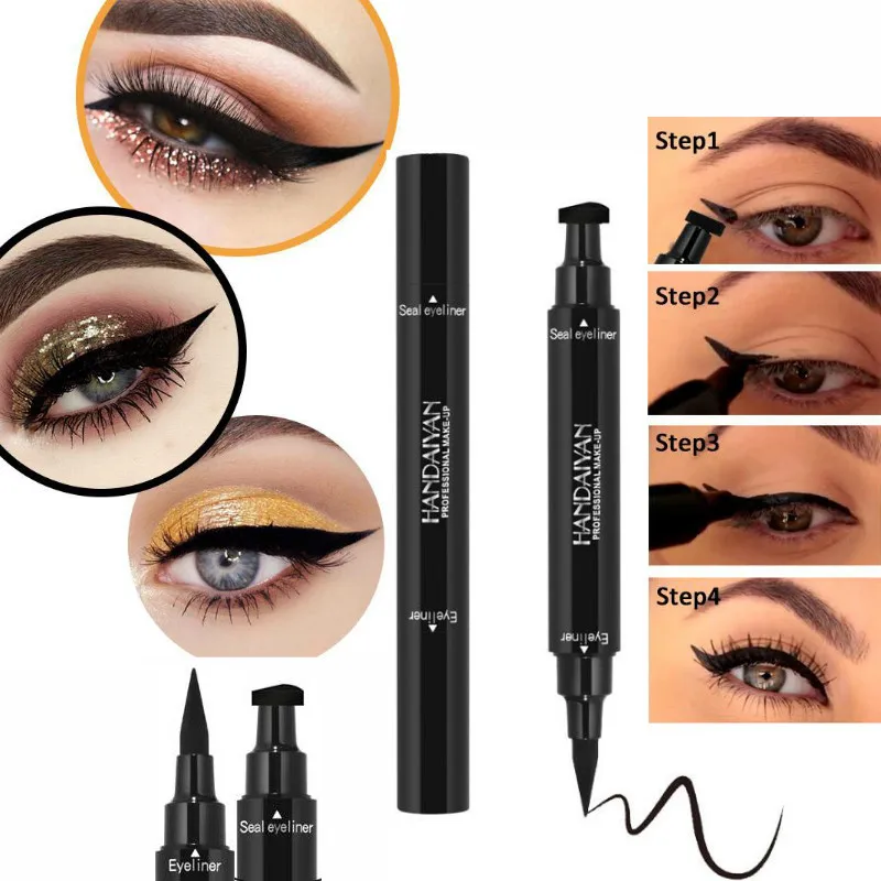 

HANDAIYAN Soft Liquid Eyeliner Waterproof Black Eyeliner Pens Wing Vamp Stamp Eyeliner Double-ended Makeup Make Up Eyes Pencil
