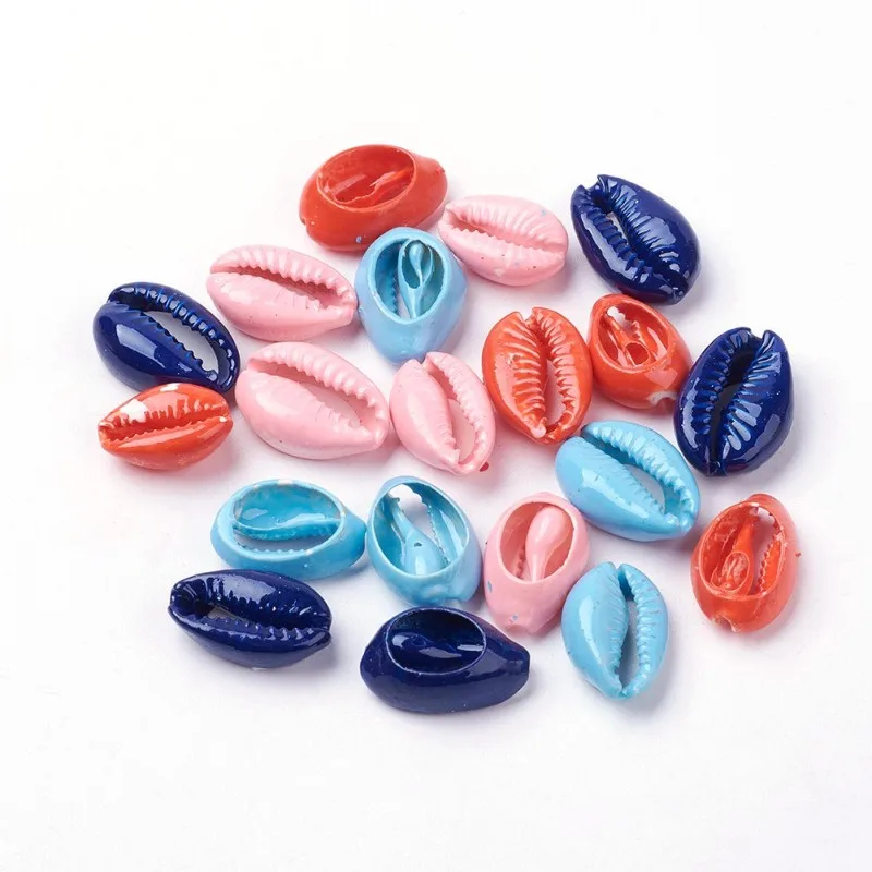 

Mixed Color Cowrie Shell Beads Dyed for Jewelry Making DIY 15~19x10~13x6~7mm, Hole: 1~3mm