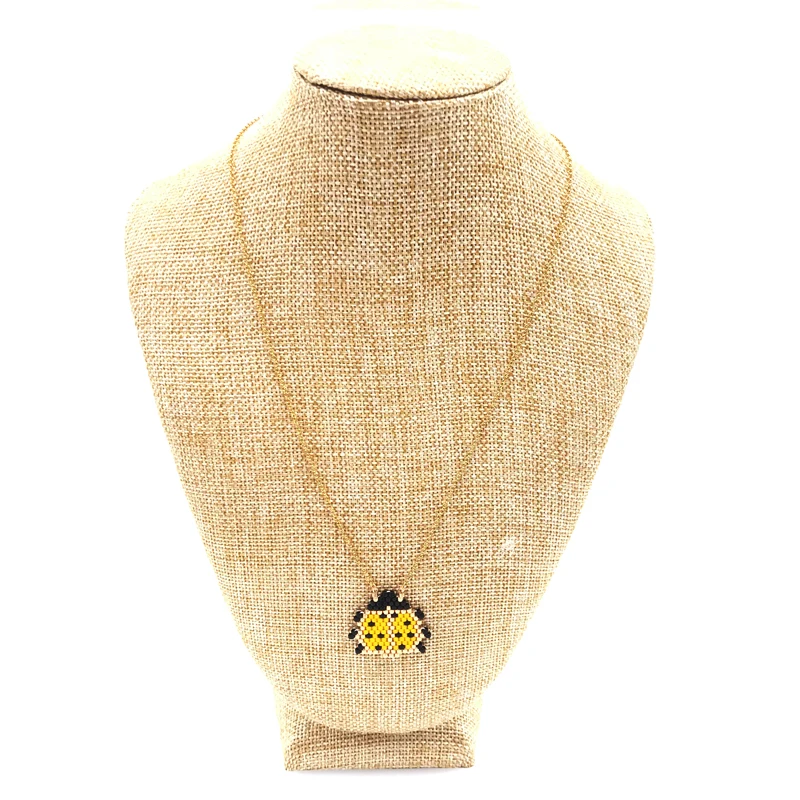 

2018 Empress Handmade Woman Animals Ladybird Gold Thin Chain Choker Japanese Imported Miyuki Glass Beaded Cute Necklace For Gift