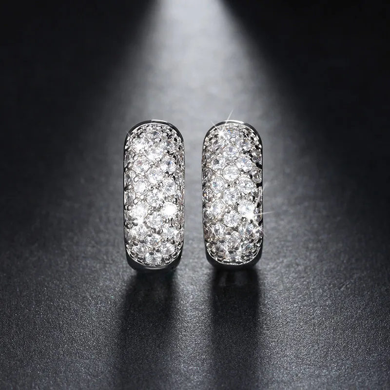 

Luxurious Cubic Zirconia Stones Hoop Earrings For Women Copper Wedding Engagment Jewelry Gift for Her(EA102420)