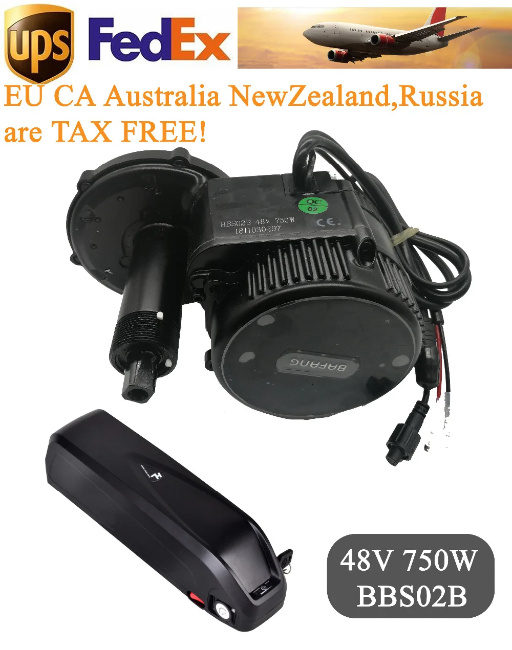 ЕС NZ CA нет налога! 48V 750W Bafang BBS02B середине приводной двигатель комплект для переоборудования электрического велосипеда с 13Ah/15Ah Электрический велосипед Батарея