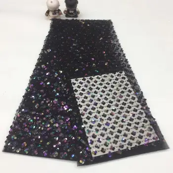 

Madison Luxury Black Sequins Lace Fabrics High Quality African French Tulle Mesh Lace Fabrics with Sequins for Wedding Party