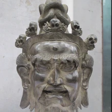 1" Тибет Эзотерические бронзовый шесть мантры Кости Черепа Странно старый Буддийский Голова УЛ