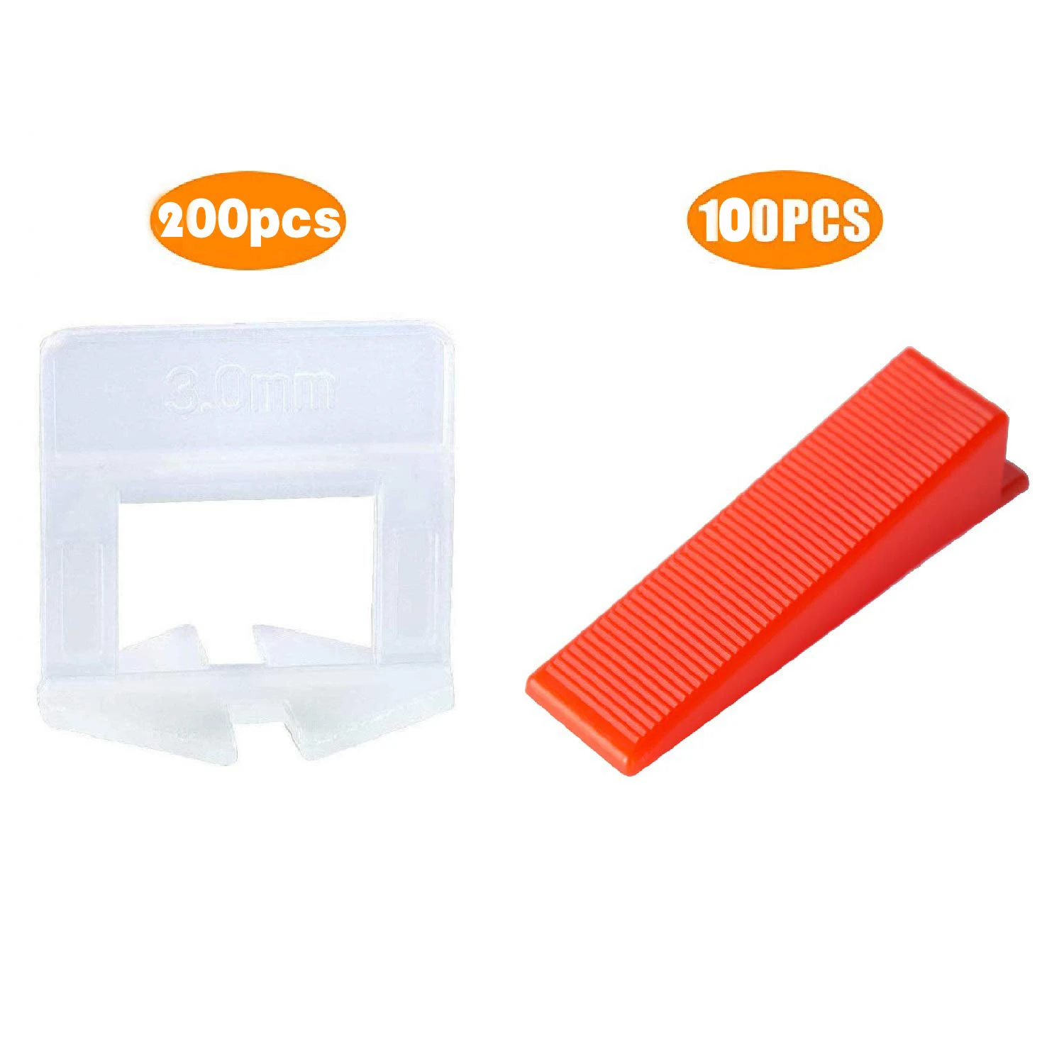 

300pcs Plastic Ceramic Tile Leveling System 200 Clips+100 Wedges Tiling Flooring Tools Wedges Clips 1.5mm