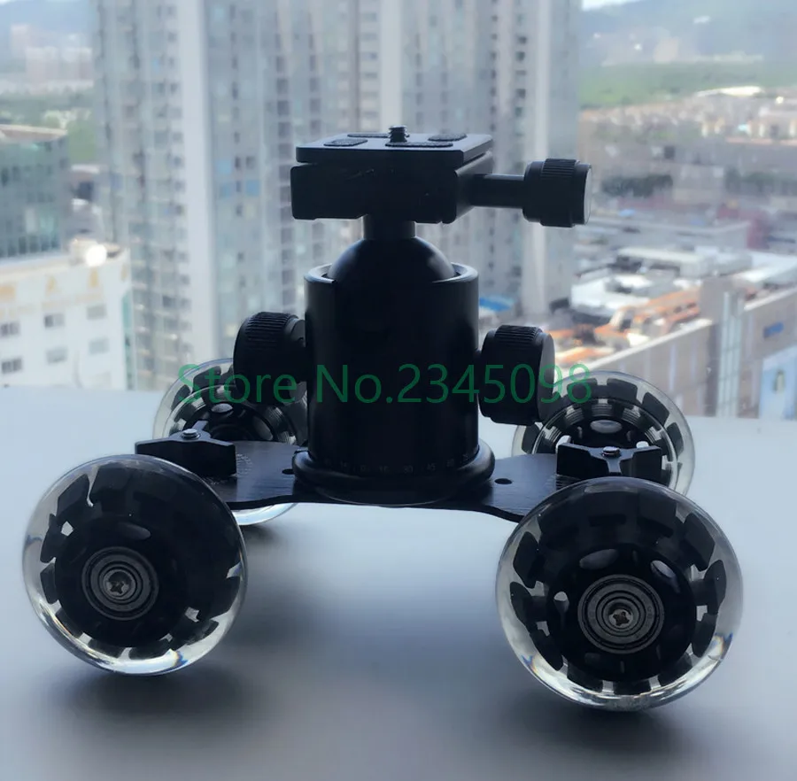 

Mini Desktop Mute Pulley Drift Car Flexible 4-wheel Rail Rolling Track Slider Skater Table Dolly Car For DSLR Camera Camcorder