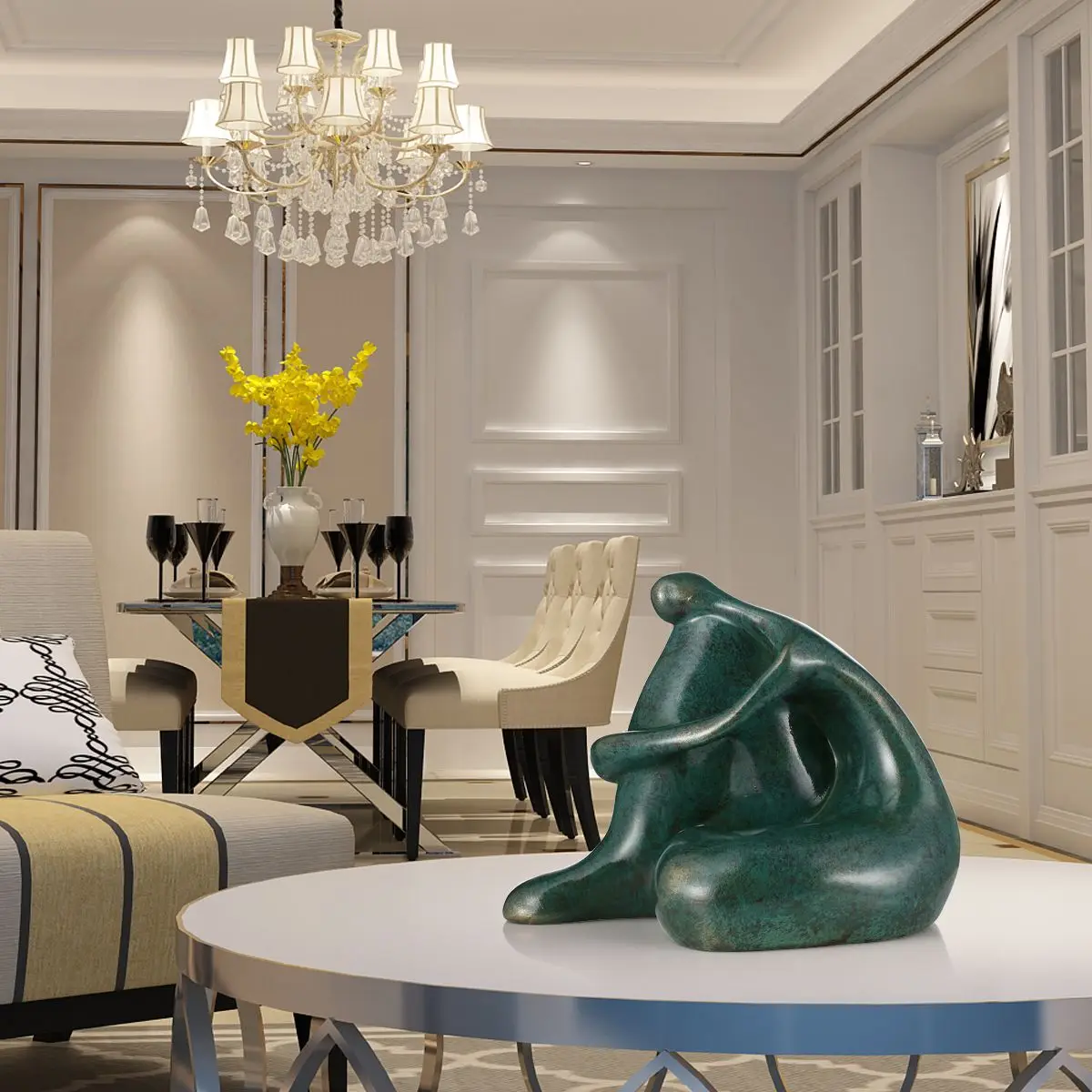 

Original Design Plump Woman Thinking Fiberglass Sculpture Home Decoration Exquisite Figurine Indoor Space Decorative Accessories