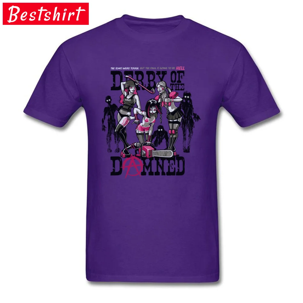 Derby of The Damned Tees 2018 New Fashion Round Collar Simple Style Short Sleeve Cotton Fabric Student Top T-shirts Tops T Shirt Derby of The Damned purple