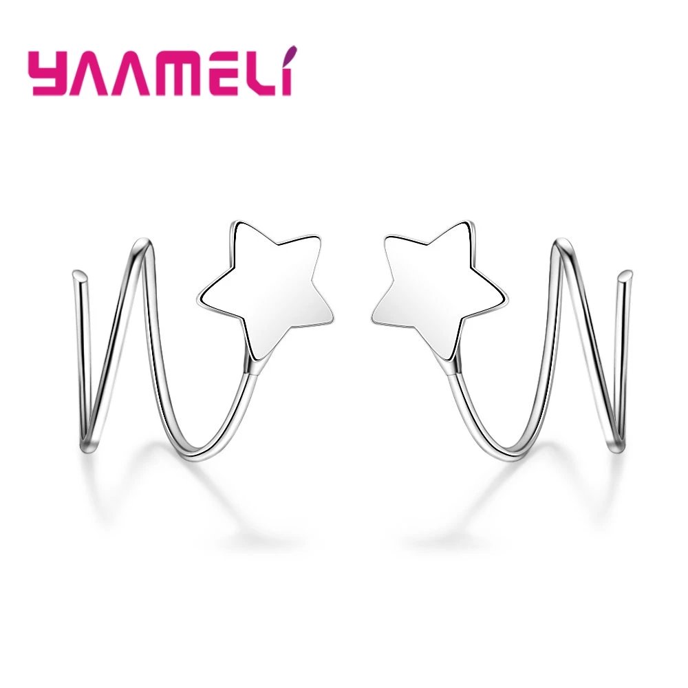 

YAAMELI Hot Sale Korean Fashion Free Shipping 925 Silver Star Clip Earring Jewelry wholesale For Women Jewelry Dropshipping