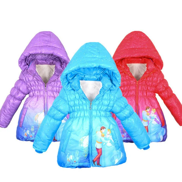 

2018 Winter children Cinderella Snow White Princess Coat Fashion Cartoon Children's Cotton Jacket Baby Girl Christmas Outerwear
