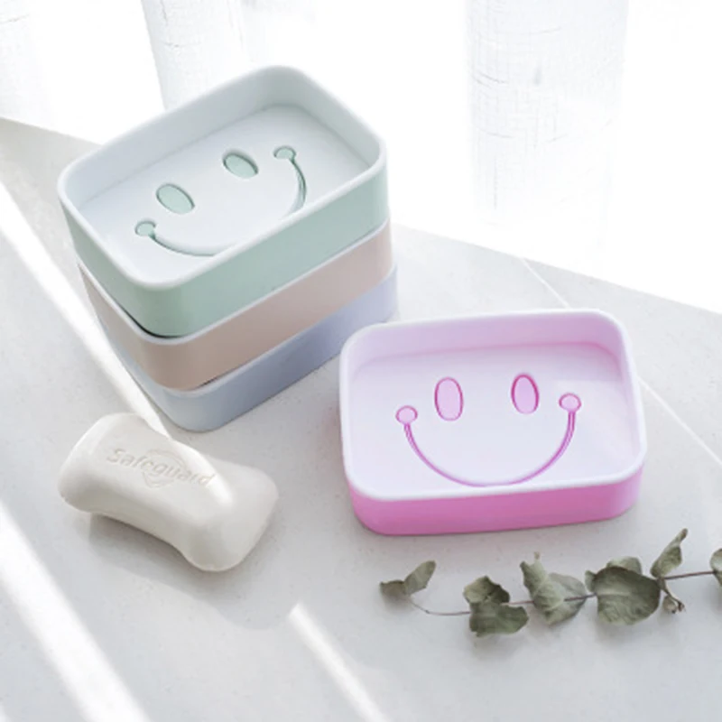 Пластиковая мыльница Smile face слив ванной держатель для мыла Нескользящая мыльная