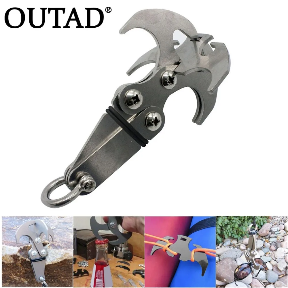 OUTAD Multifunctional Stainless Steel Gravity Hook Survival Folding