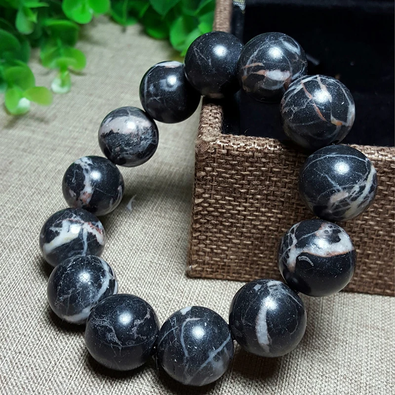 JoursNeige Natural Zebra Stone Bracelet 14mm Beads Zebra Stone