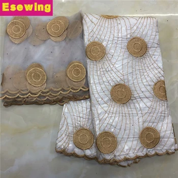

African Lace Fabric Bazin Riche Fabric 2019 New Design Embroidered Bazin Riche Getzner With Tulle Lace for African Lace Dress