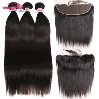 

Lace Frontal With Bundles Peruvian Straight Hair With Closure Human Hair Bundles With Lace Frontal Closure 8-28 Inch