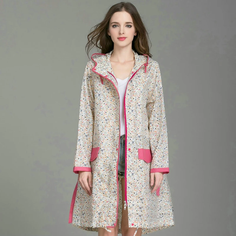 Новая модная женская Водонепроницаемая дождевик с цветочным принтом с поясом легкая дышащая дождевик для взрослых брендовая Высококачественная дождевик