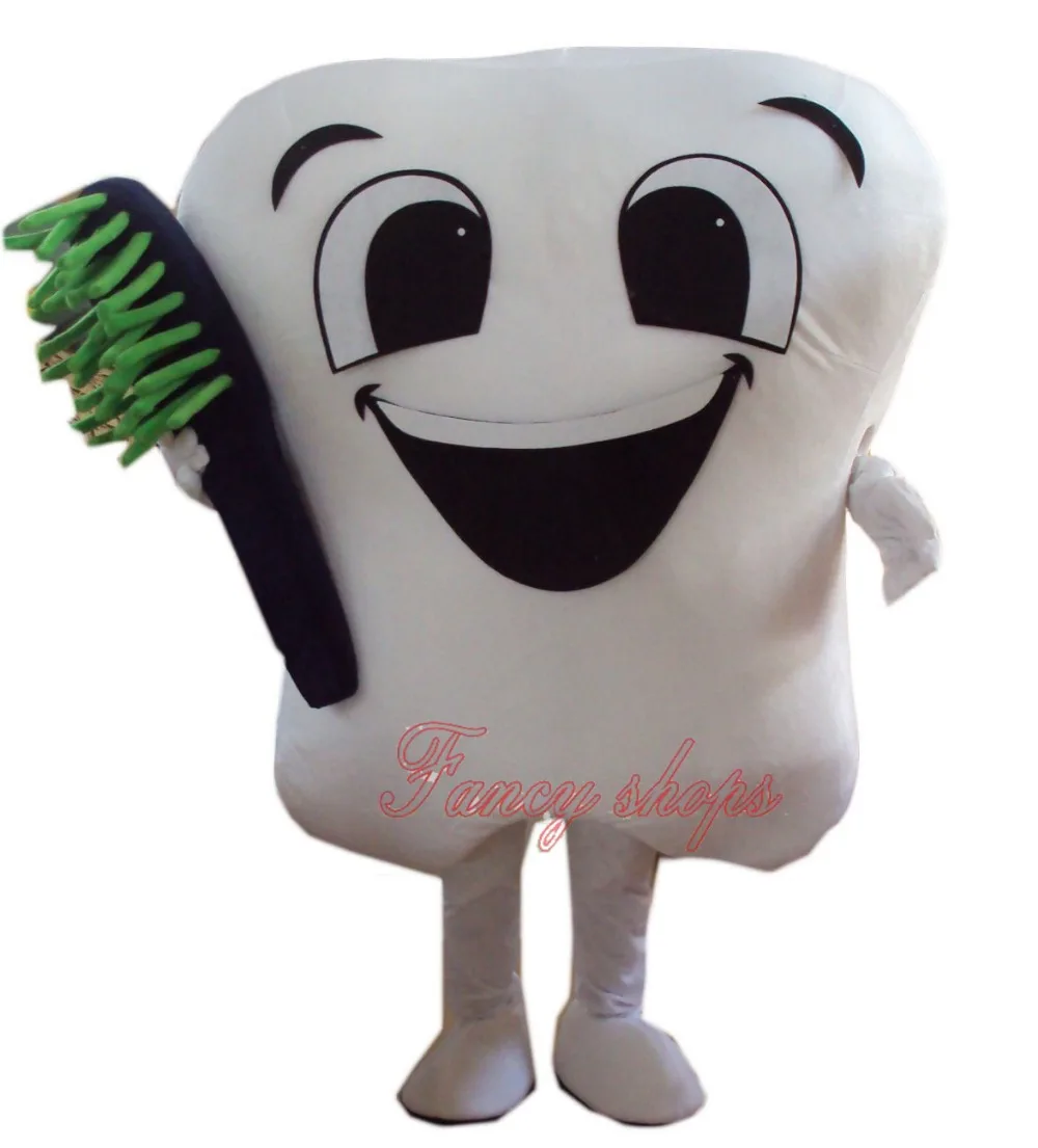 Advertising Tooth Mascot Costume Adult Dental Care Party Facny Dress Suit Outfit 