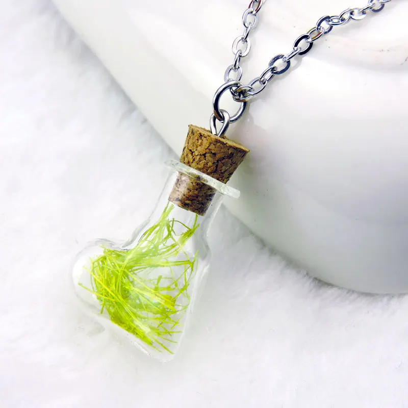 Модное ожерелье в виде Мини бутылки желаний Натуральные сушеные цветы