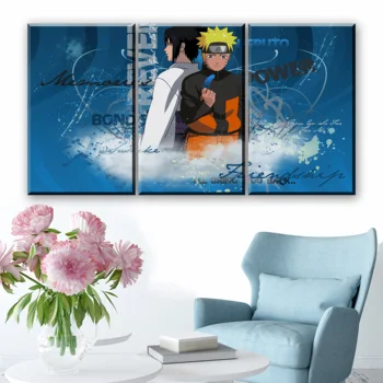 

Wall Art Poster Painting Modular Pictures For Living Room Decorative Pictures Canvas Printed 3 Panel Cartoon Naruto Sasuke