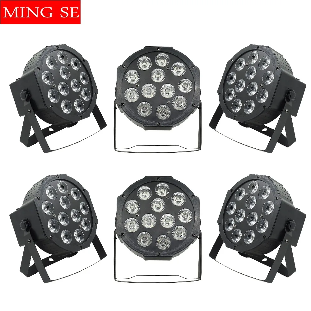 6 шт./лот плоский Par Led 12x12 Вт RGBWA UV 6в1 светодиодный Светильник Can 64 Светодиодный