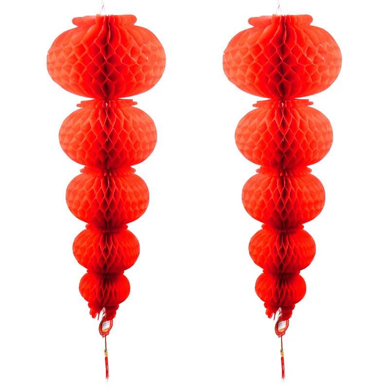 HAOCHU разные размеры китайские традиционные красные бумажные фонарики новогодние подвесные соты День рождения Свадьба Декор для банкета - Цвет: Big Small