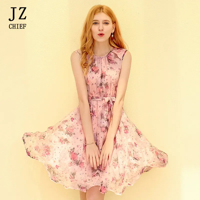 Buy JZ CHIEF Chiffon Pink Dress Japanese Sweet Women