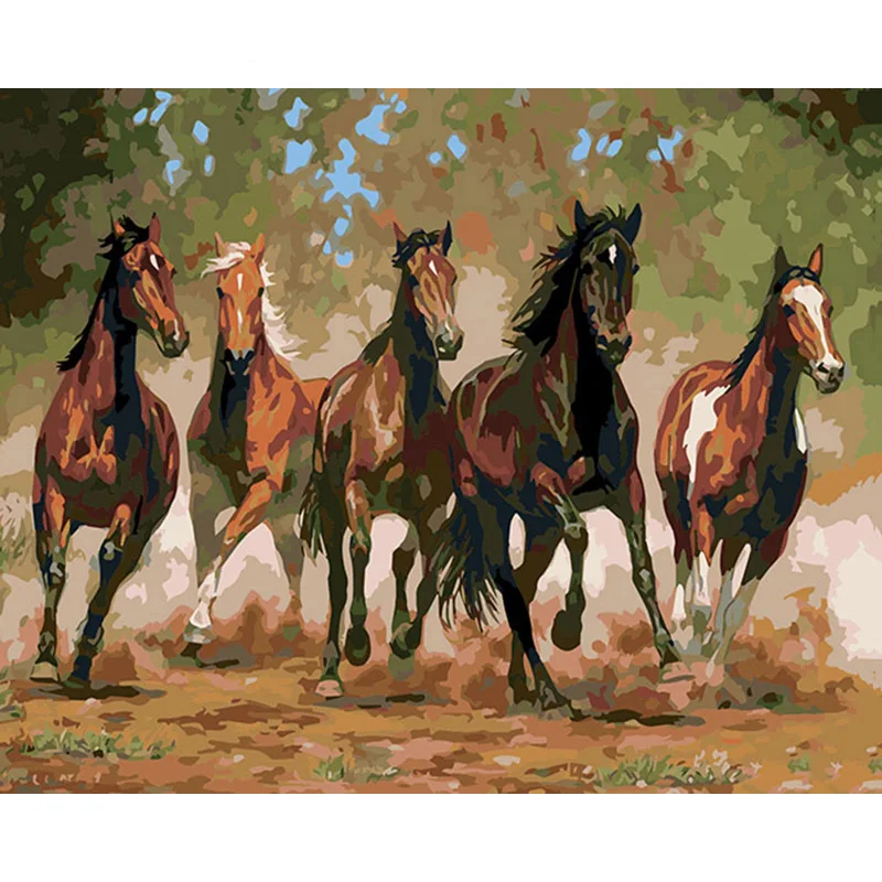 Лошадь 40x50 см DIY Digita LBy по номерам Картина маслом наборы Раскраска по номерам на холсте для украшения дома доставка
