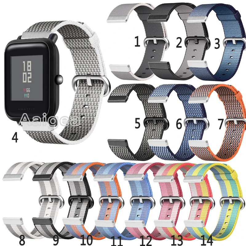 Тканый нейлоновый ремешок для наручных часов Ремешок Для Xiaomi Huami Amazfit Bip BIT PACE Lite