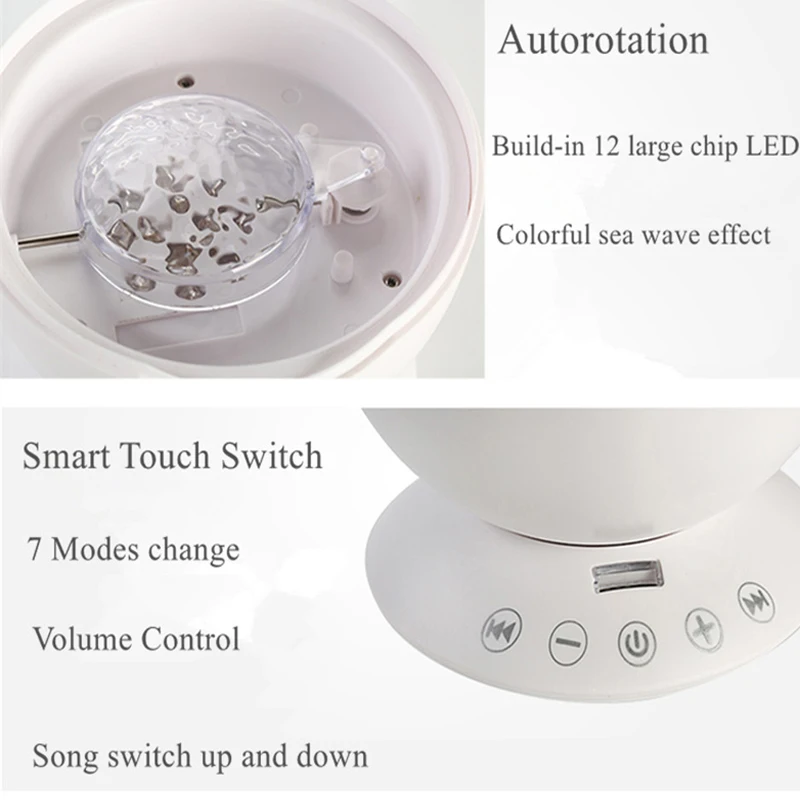 Rotating Crystal Panel Stage Lamp Star Sky Ocean Wave USB Stage Lights Include Music Projector Lamp Touch Rometo Control Speaker (3)