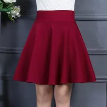 Осень-зима Для женщин женская плиссированная юбка Высокая Талия Повседневное юбки Для женщин s Эластичный Талия черный и цвет красного вина короткая юбка M-XXL