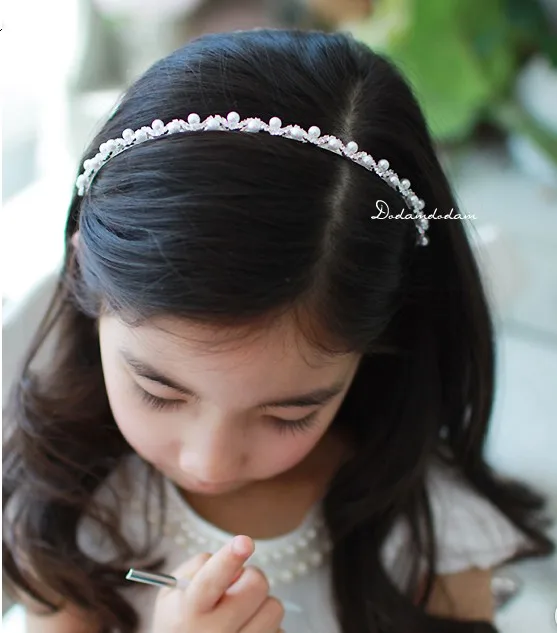Милая Детская диадема Корона Свадебные украшения цветок девушка принцесса Кристалл Стразы Тиара повязка на голову День Рождения Выпускной вечер вечерние